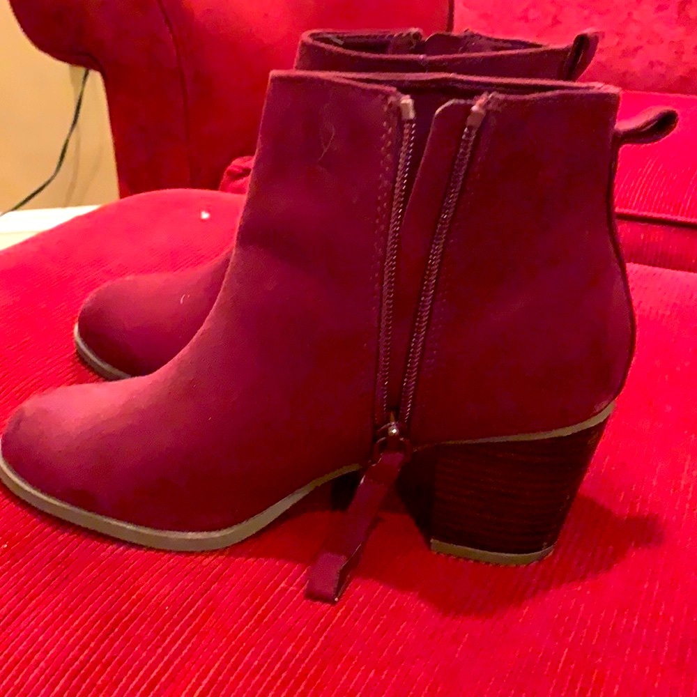 Burgundy suede booties